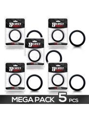 Pack de 5 Anillo para el Pene Silicona Sólida 5 cm Negro