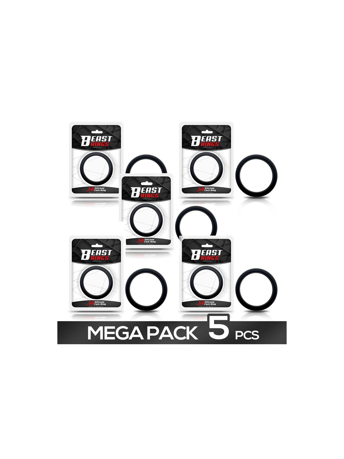 Pack de 5 Anillo para el Pene Silicona Sólida 5 cm Negro