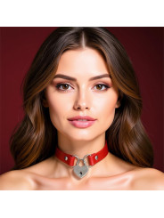 Collar con Candado de Corazón Cuero Vegano Talla Única