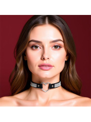Collar con Corazón y Pedrería Estilo Choker Cuero Vegano Talla Única