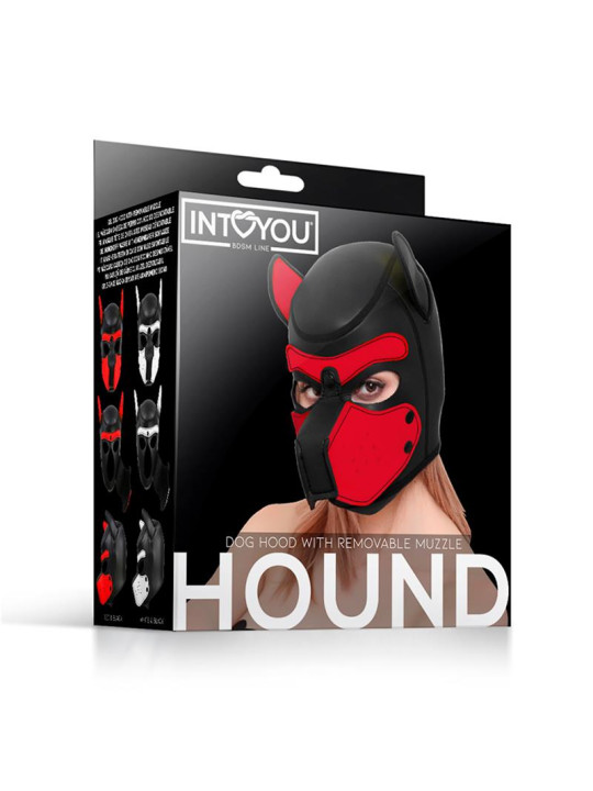 Hound Máscara de Perro Neopreno Hocico Extraíble Negro/Rojo Talla Única