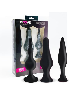 Set 3 Plugs Anal Silicona Negro