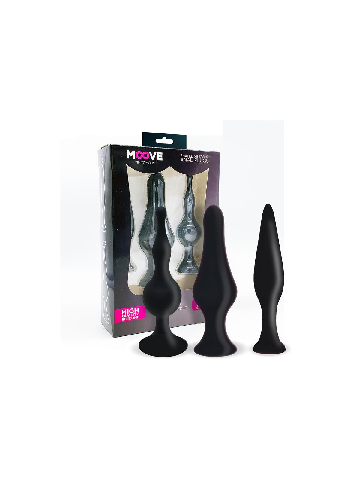 Set 3 Plugs Anal Silicona Negro