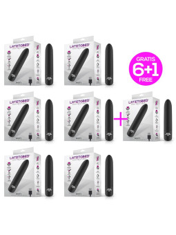 Pack 6 +1 Shoty Bala Vibradora USB 10 Velocidades Potente Motor Negro