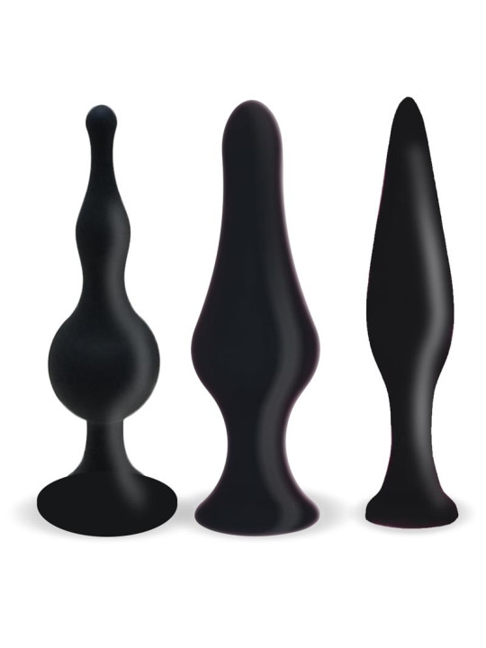 Set 3 Plugs Anal Silicona Negro
