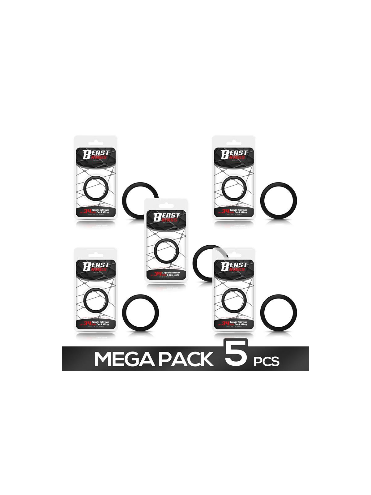 Pack de 5 Anillo Pene Silicona Líquida 3.4 cm