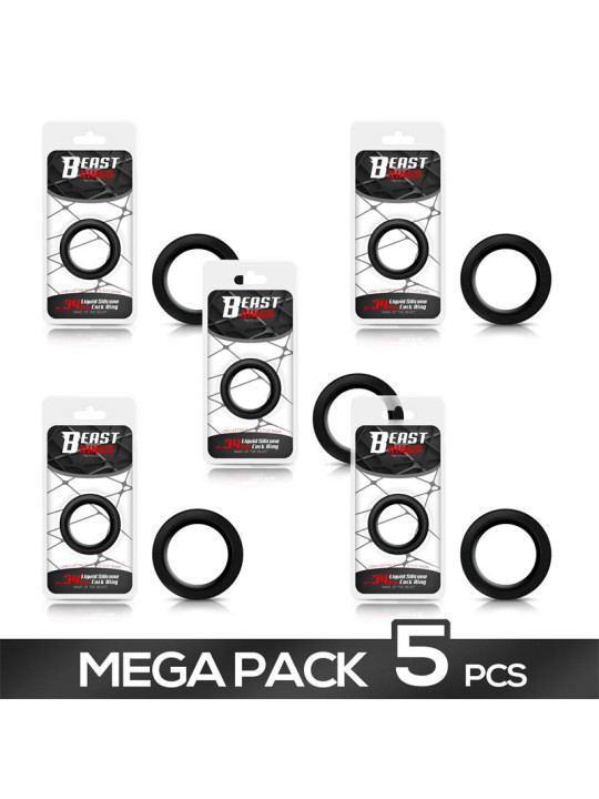 Pack de 5 Anillo Pene Silicona Liquida 3.4 cm