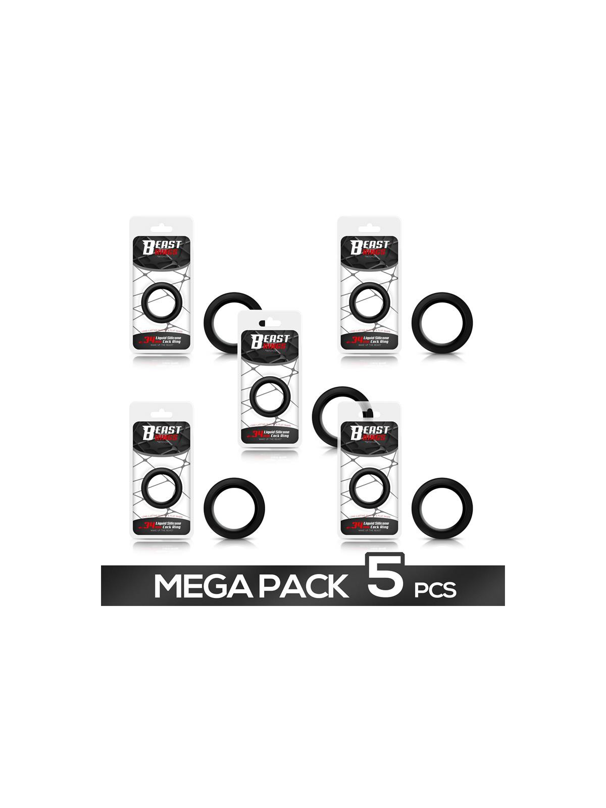 Pack de 5 Anillo Pene Silicona Liquida 3.4 cm