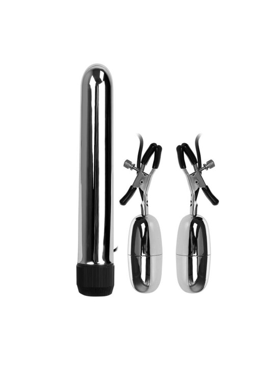 Baile Set Bala Vibrador y Pinzas para Pezones con Vibración Turbo
