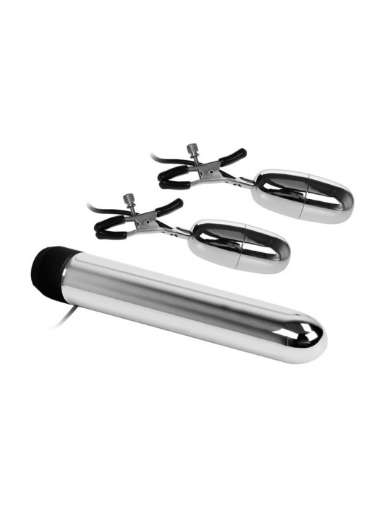 Baile Set Bala Vibrador y Pinzas para Pezones con Vibración Turbo