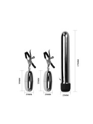 Baile Set Bala Vibrador y Pinzas para Pezones con Vibración Turbo
