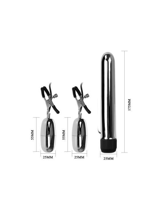 Baile Set Bala Vibrador y Pinzas para Pezones con Vibración Turbo