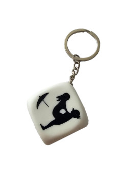 Llavero de Dado de Posturas Blanco