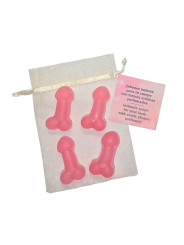 Set de 4 Mini Jabones con Forma de Pene Rosa Aromatizados