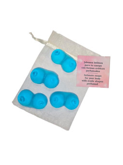 Set de 4 Mini Jabones en forma de Tetas Azules Aromatizados