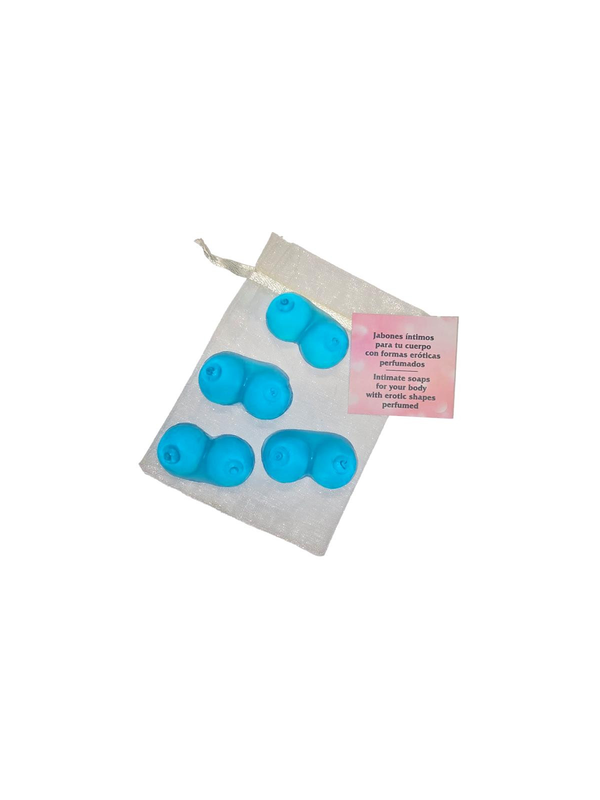 Set de 4 Mini Jabones en forma de Tetas Azules Aromatizados