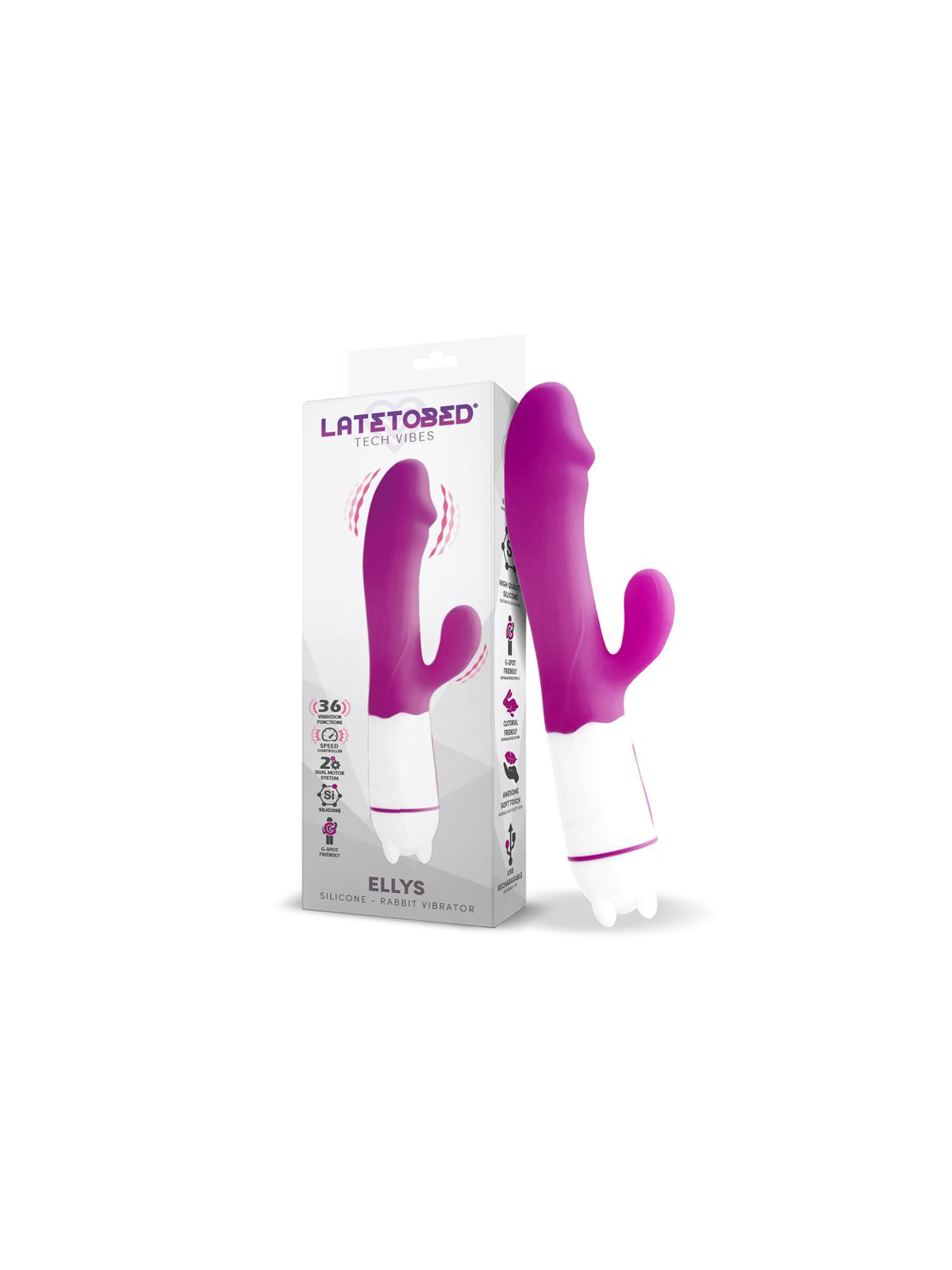 Ellys Vibrador USB 36 Funciones Silicona Púrpura