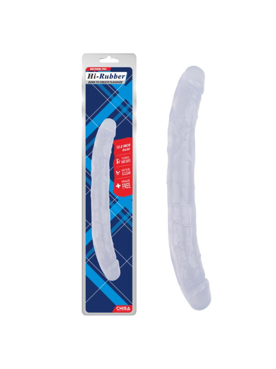 Dildo Doble Hi-Rubber 12.8 Transparente