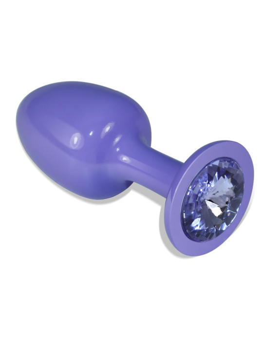 Plug Anal de Metal Púrpura Rosebud con Joya Azul