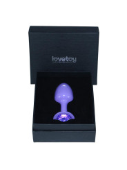 Plug Anal de Metal Púrpura Rosebud con Joya Azul