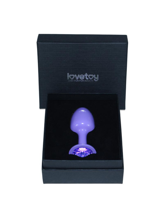 Plug Anal de Metal Púrpura Rosebud con Joya Azul