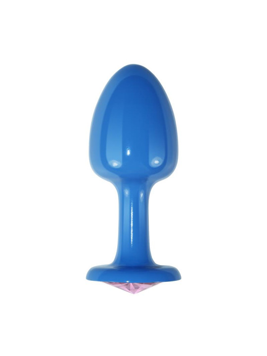 Plug Anal de Metal Azul Rosebud con Joya Rosa