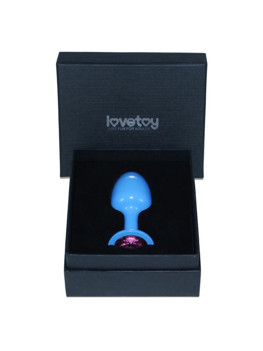 Plug Anal de Metal Azul Rosebud con Joya Rosa