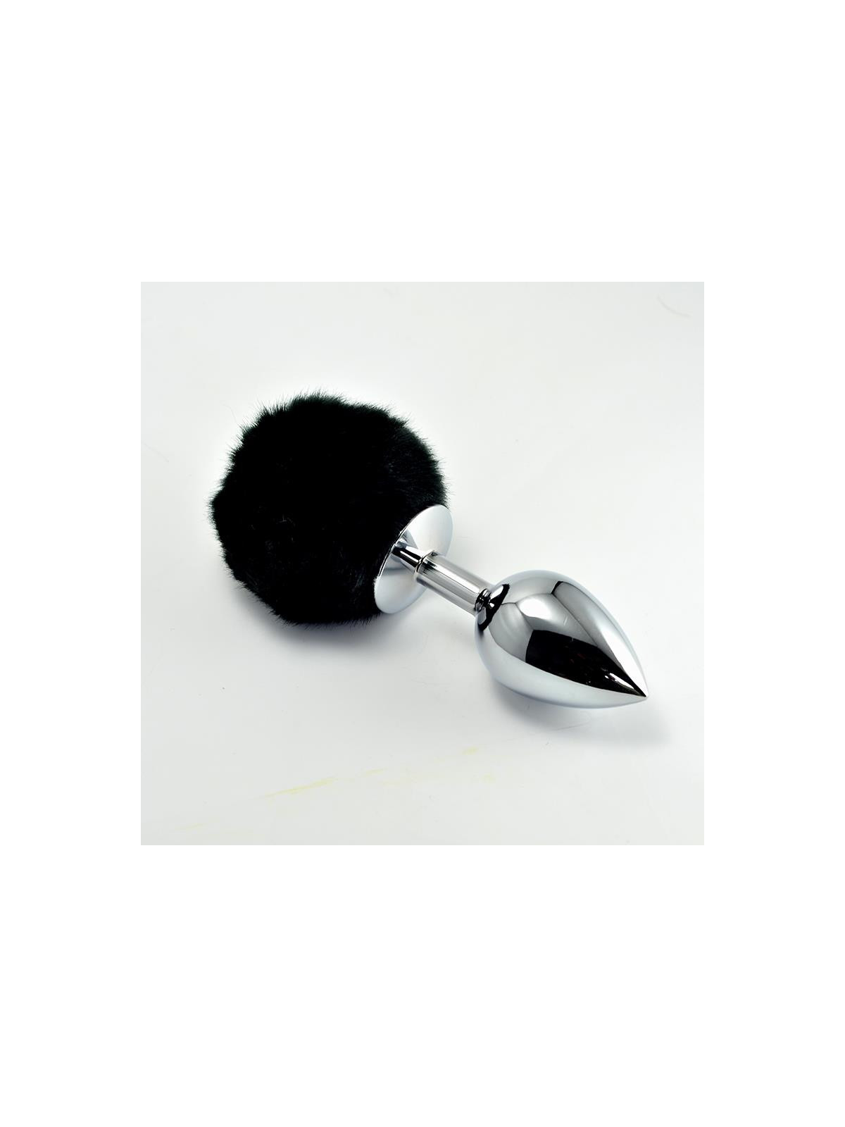 Plug Anal de Metal con Pompon Negro Talla L