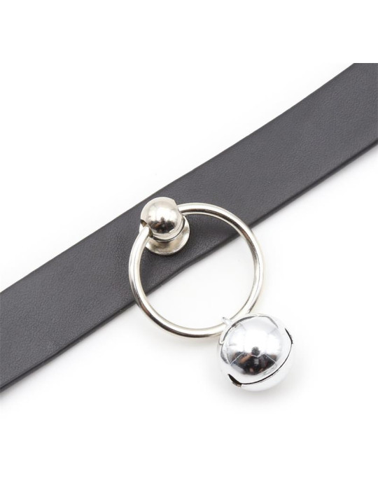 Collar con Aro y Cascabel Negro