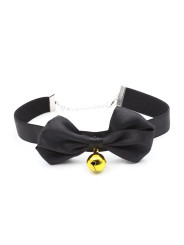 Collar con Lazo y Cascabel 29 cm Negro M