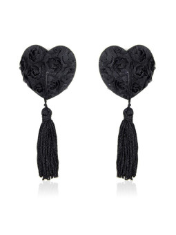 Pezoneras con Encaje y Patrón Floral Negro