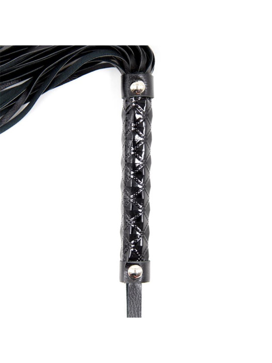 Flogger Patrón de Diamante y Mango de Metal 39 cm Negro
