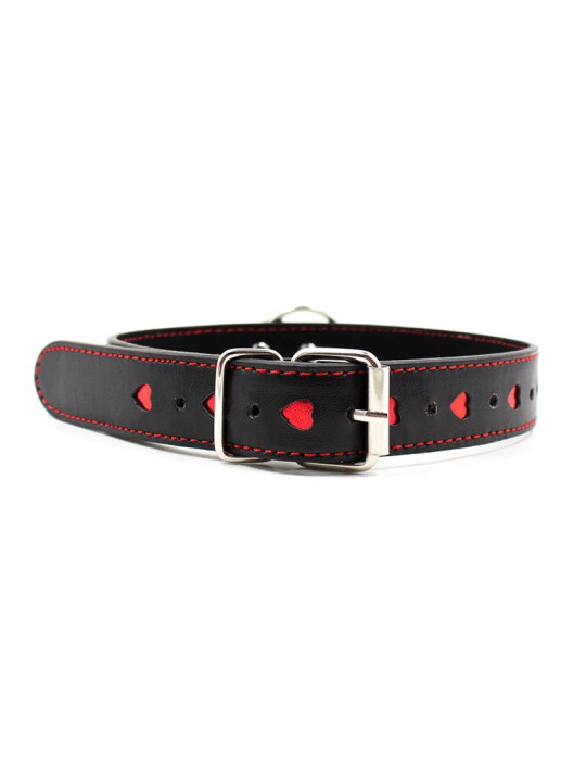 Collar con Cadena de Metal Negro/Rojo