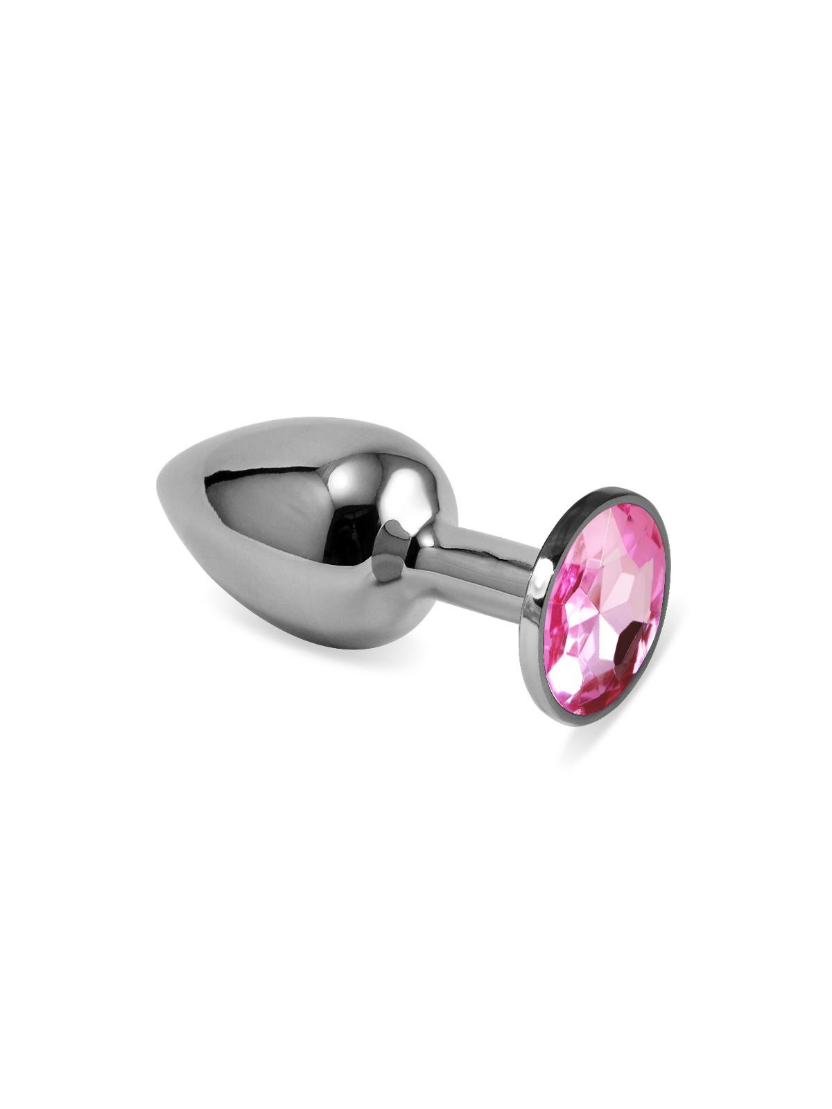 Plug Anal Plateado Rosebud Classic con Joya Rosa Talla S