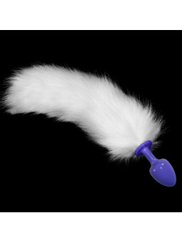 Plug Anal de Metal Púrpura con Cola Blanco