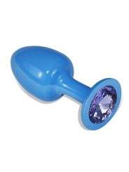 Plug Anal de Metal Azul Rosebud con Joya Azul