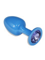 Plug Anal de Metal Azul Rosebud con Joya Azul