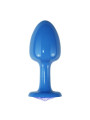 Plug Anal de Metal Azul Rosebud con Joya Azul