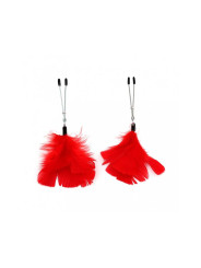 Pinzas para Pezones con Plumas Rojas Ajustables