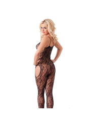 Bodystocking Abierto Floral Negro Talla Única