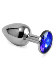 Plug Anal Plateado Rosebud Classic con Joya Azul Oscuro Talla S
