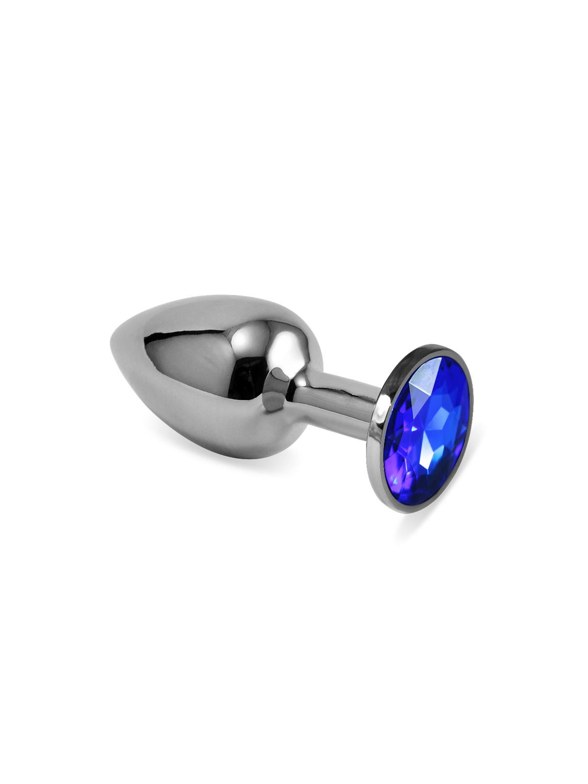 Plug Anal Plateado Rosebud Classic con Joya Azul Oscuro Talla S