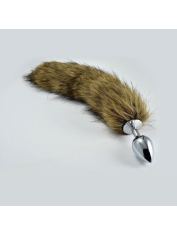 Plug Anal de Metal con Cola Marrón Talla S