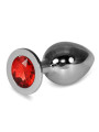 Plug Anal Metal RoseBud Classic con Joya Rojo Talla L