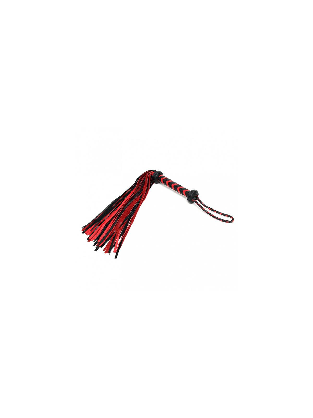 Flogger Trenzado Cuero Negro Rojo