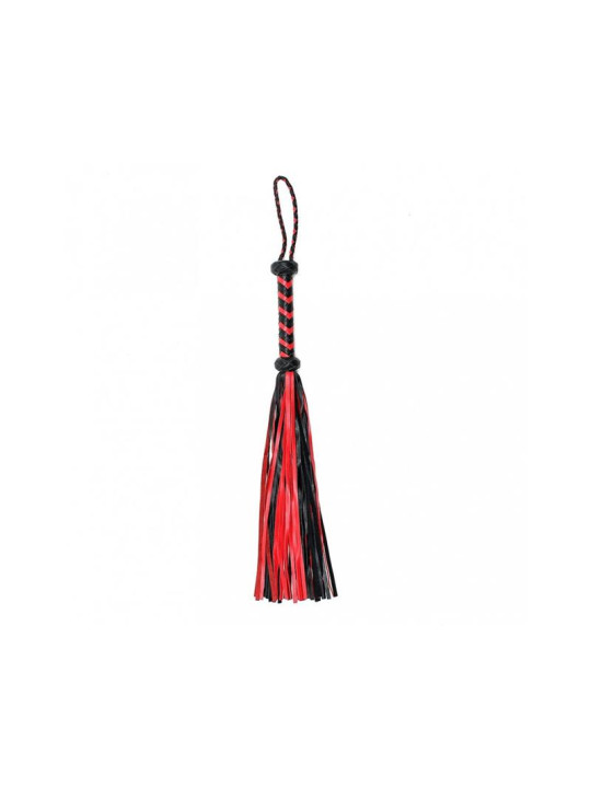 Flogger Trenzado Cuero Negro Rojo