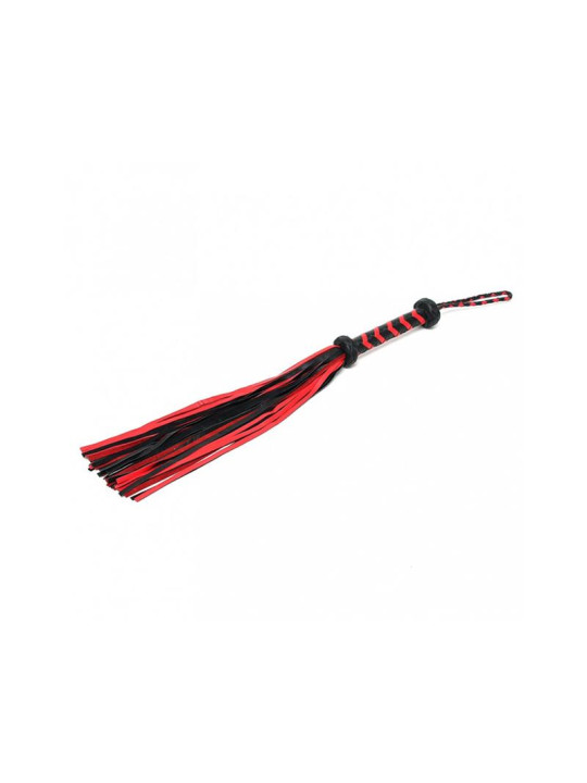 Flogger Trenzado Cuero Negro Rojo