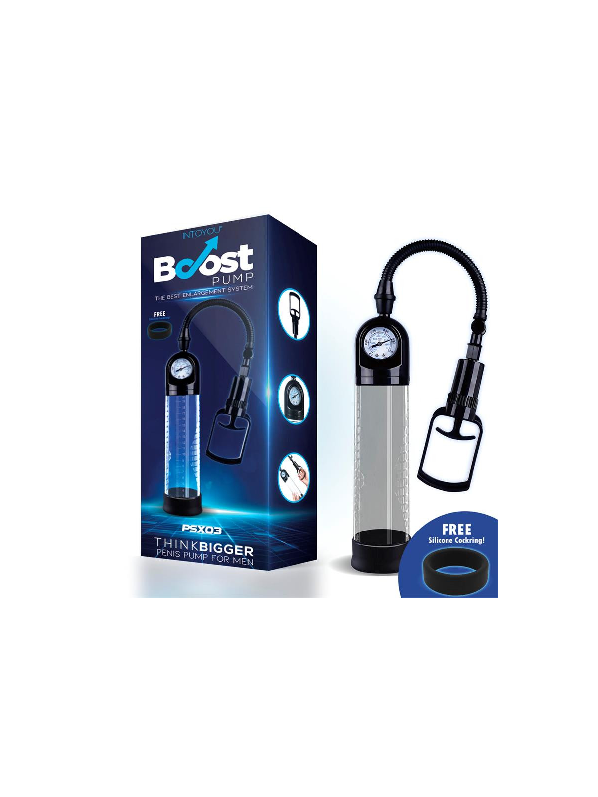 Bomba Manual con Medidor para el Pene PSX03 Transparente