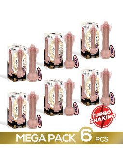 Pack de 6 Tiberio Dildo Realista Turbo Shaking con Trusting, Rotación 360º y Control Remoto