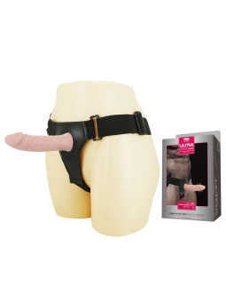 Arnés con Dildo Hueco y Vibración 15.5 x 4.2 cm Natural